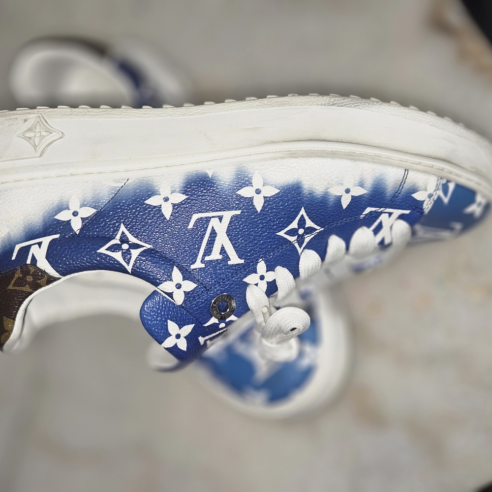 Blue and White Monogram Sneakers